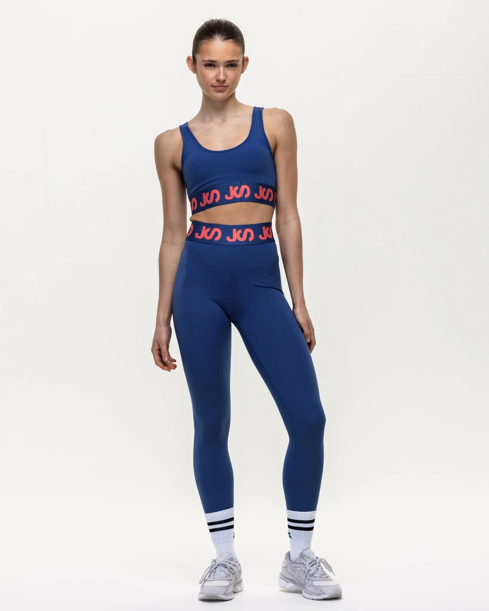 7/8 Workout Leggings - Indigo/Coral - Image 6