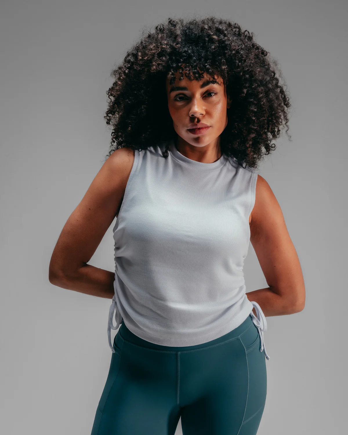 Cropped Ruched Vest - White - Image 2