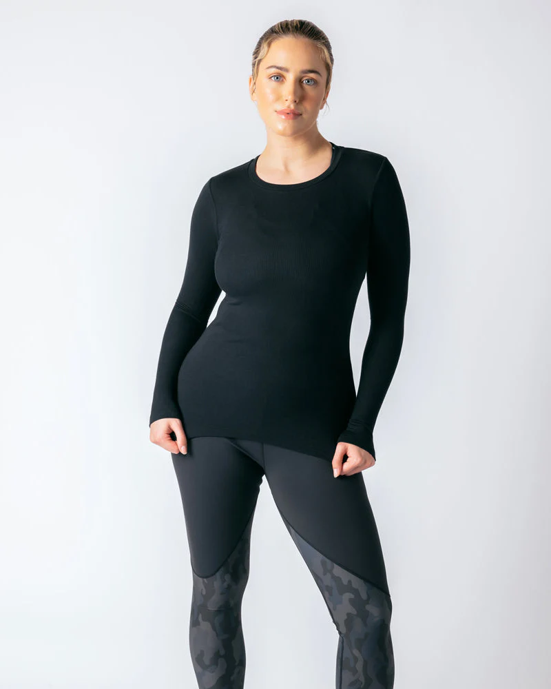 Long Sleeve Workout Tee - Black Onyx - Image 5