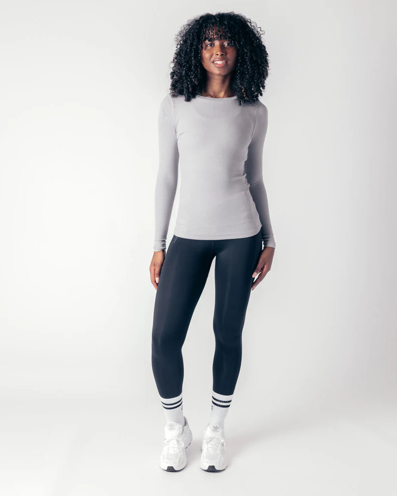 Long Sleeve Workout Tee - Shadow Grey - Image 6