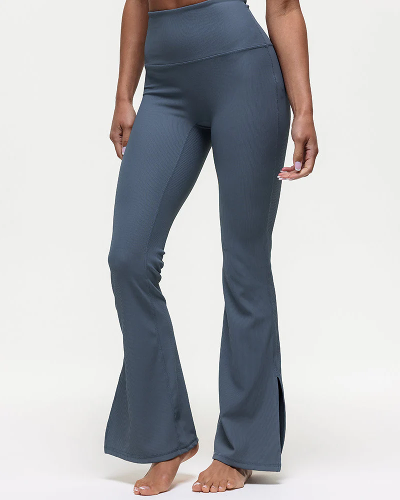 Maya Ribbed Flare Leggings - Graphite - Image 4