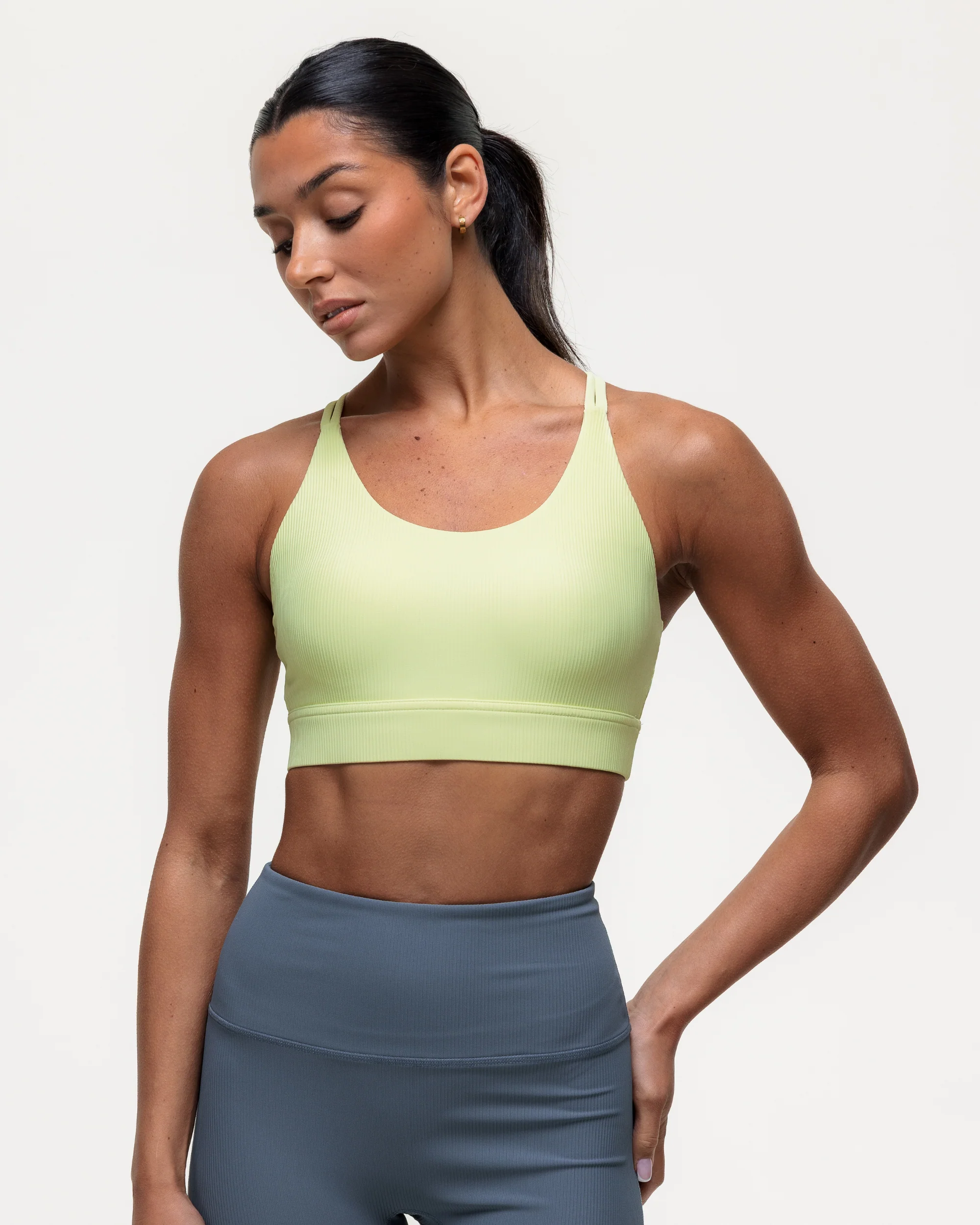Namaste Ribbed Medium Support Bra - Lime - Image 3