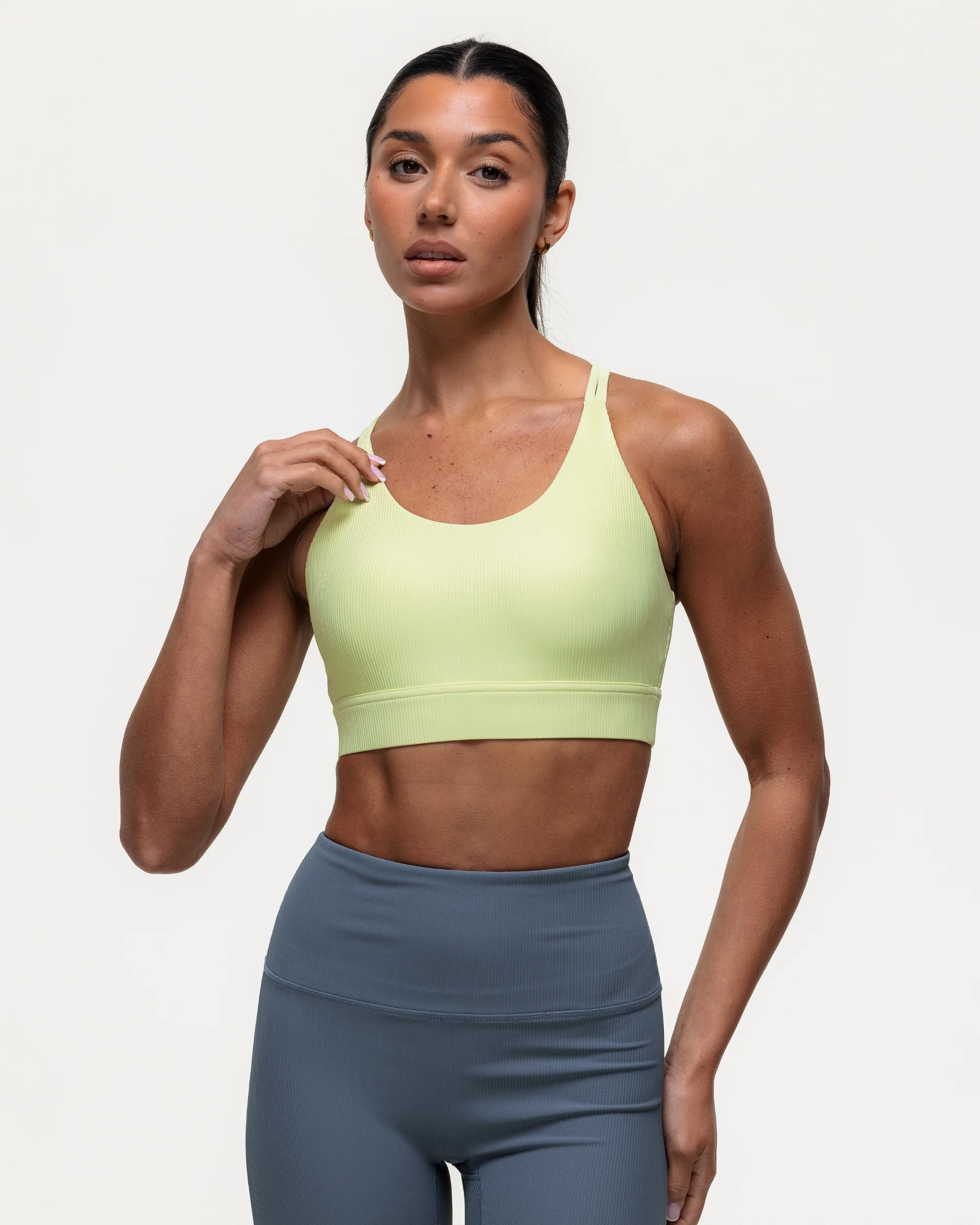 Namaste Ribbed Medium Support Bra - Lime - Image 4