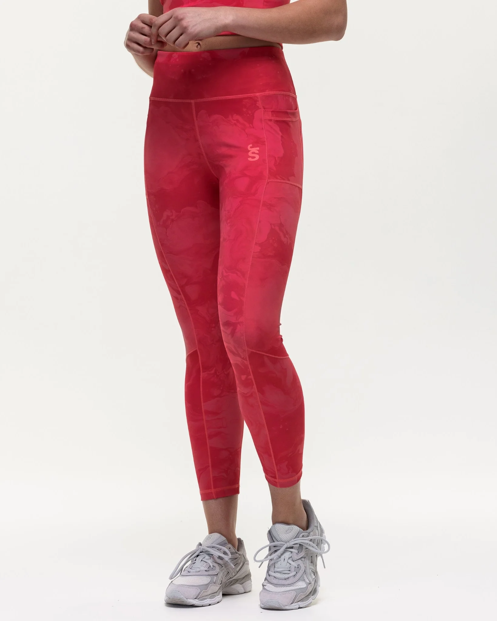 Power 7/8 Training Leggings - Coral Marble - Image 2