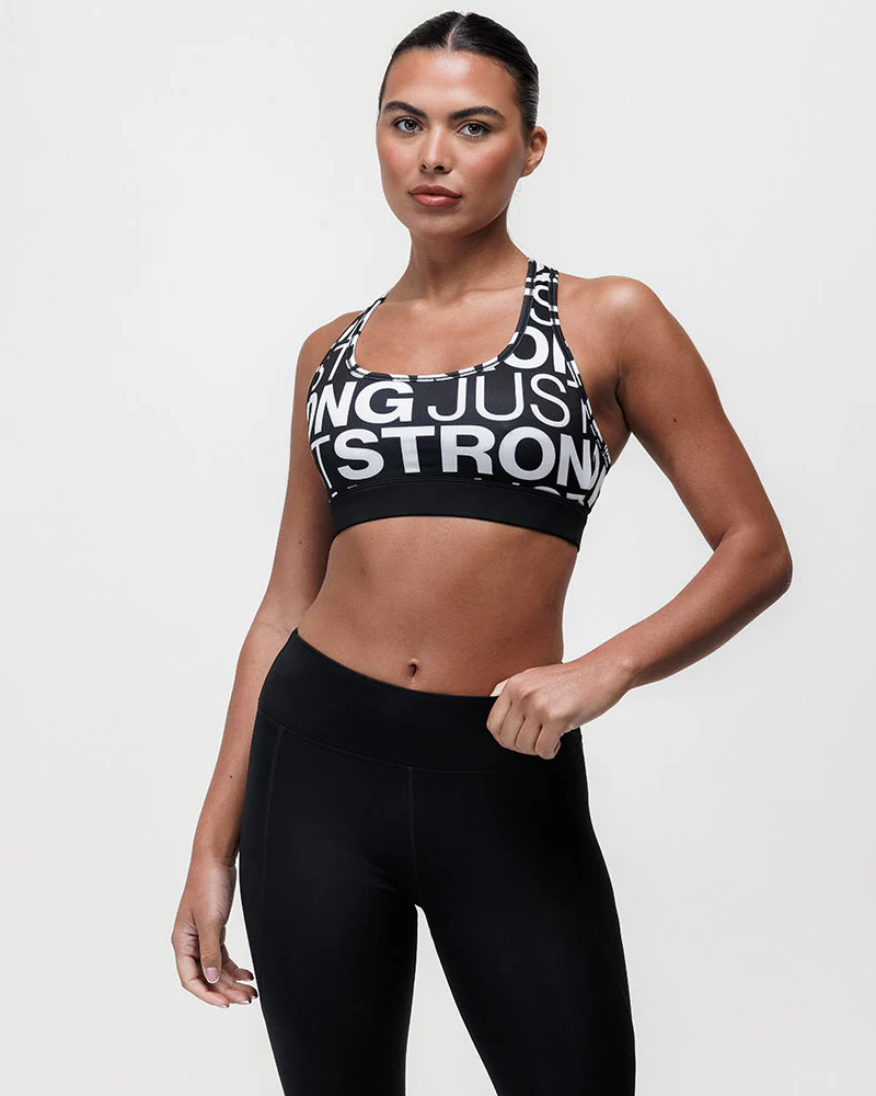 Printed Motion Light Support Bra - Black/White - Image 4