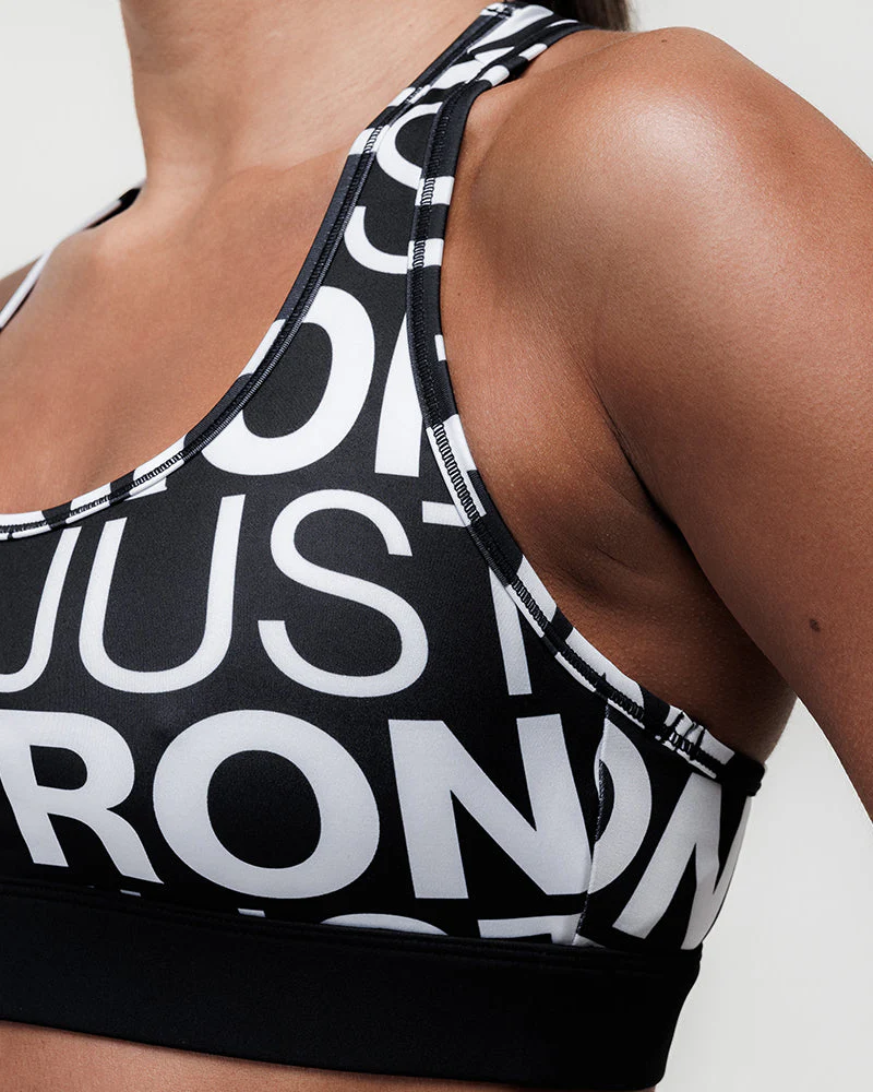 Printed Motion Light Support Bra - Black/White - Image 5