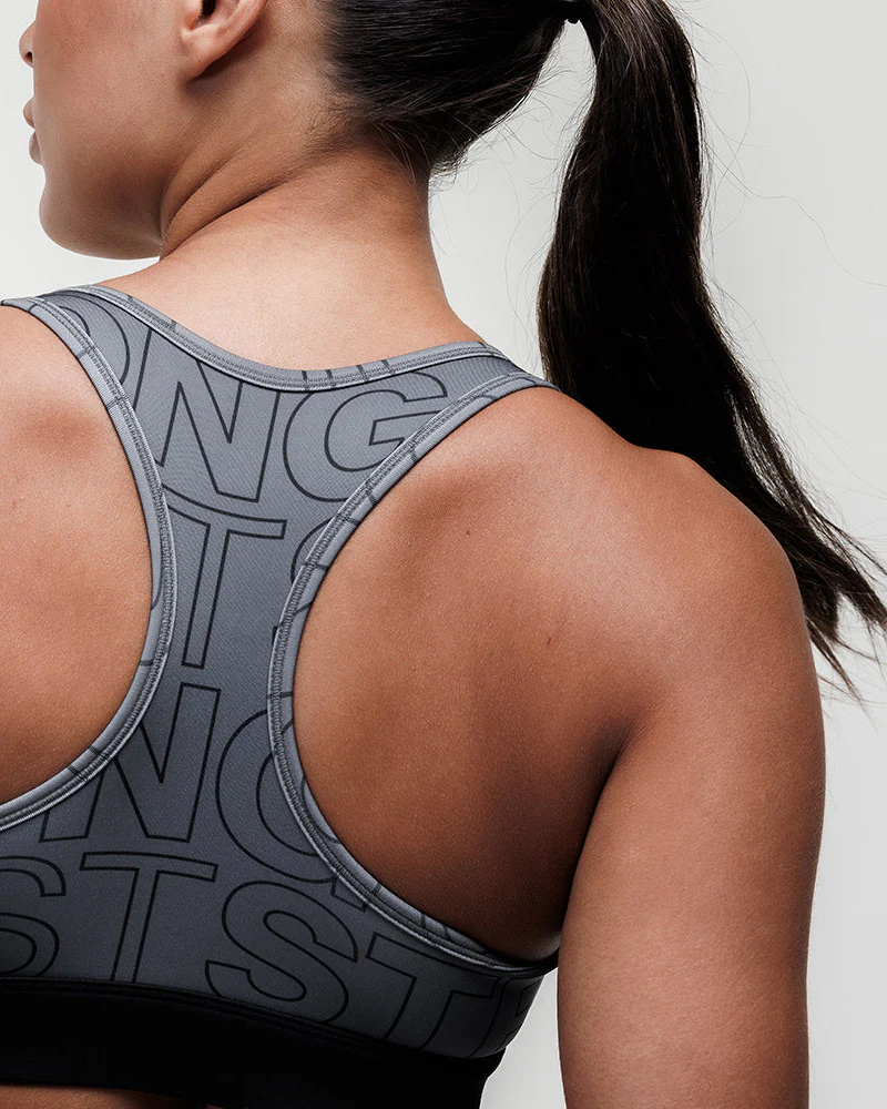 Printed Motion Light Support Bra - Slate/Black - Image 2