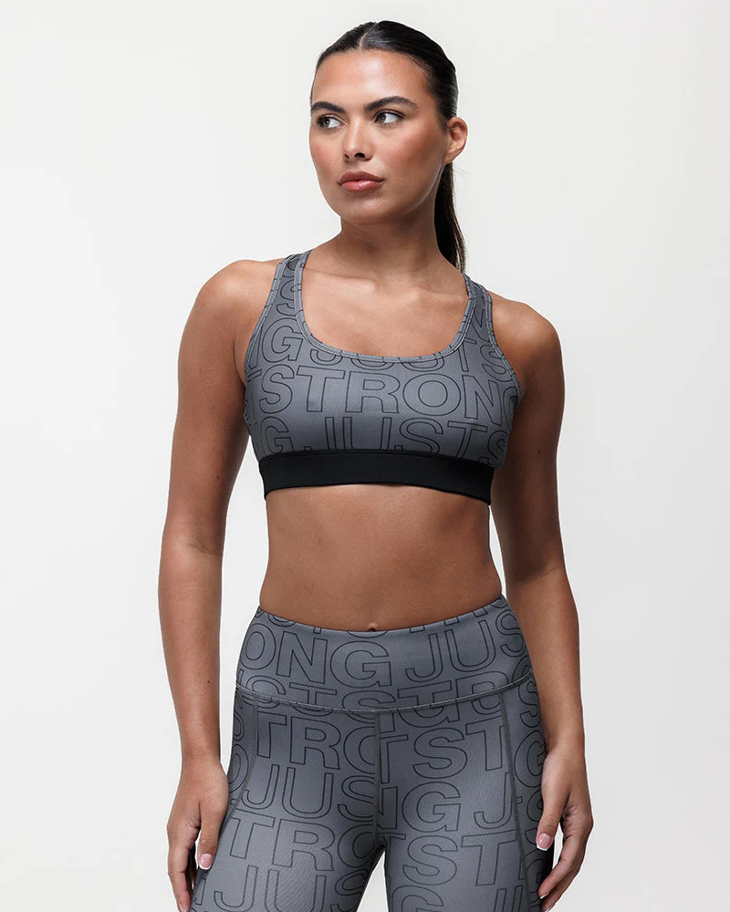 Printed Motion Light Support Bra - Slate/Black - Image 3