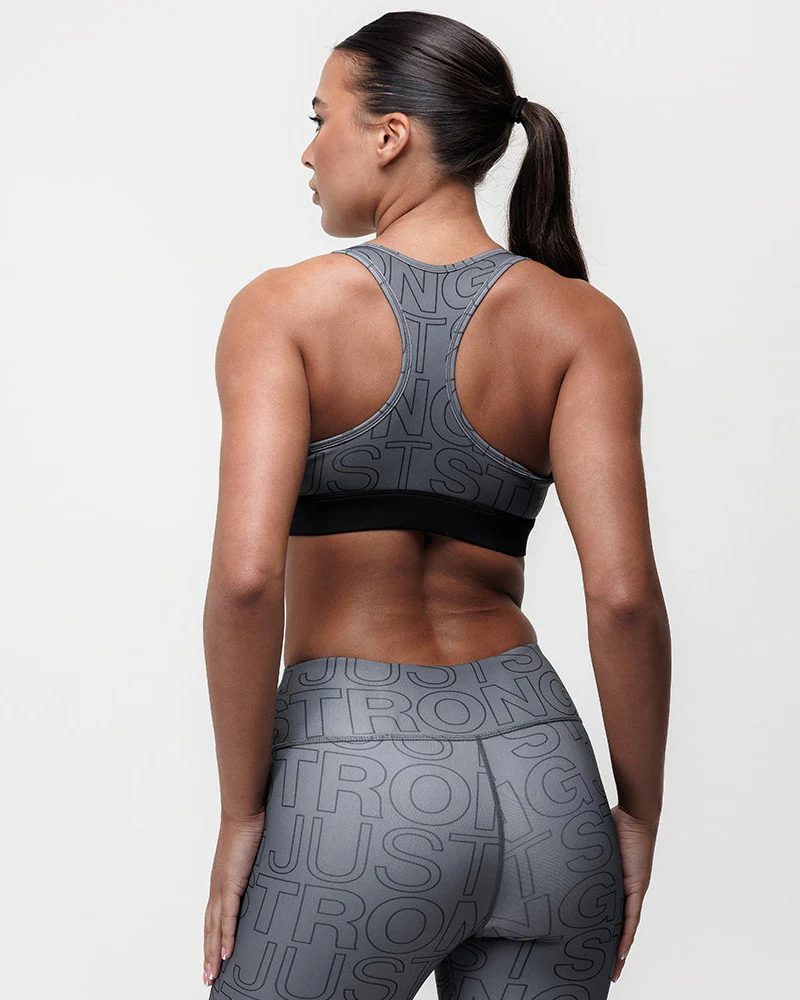 Printed Motion Light Support Bra - Slate/Black - Image 5