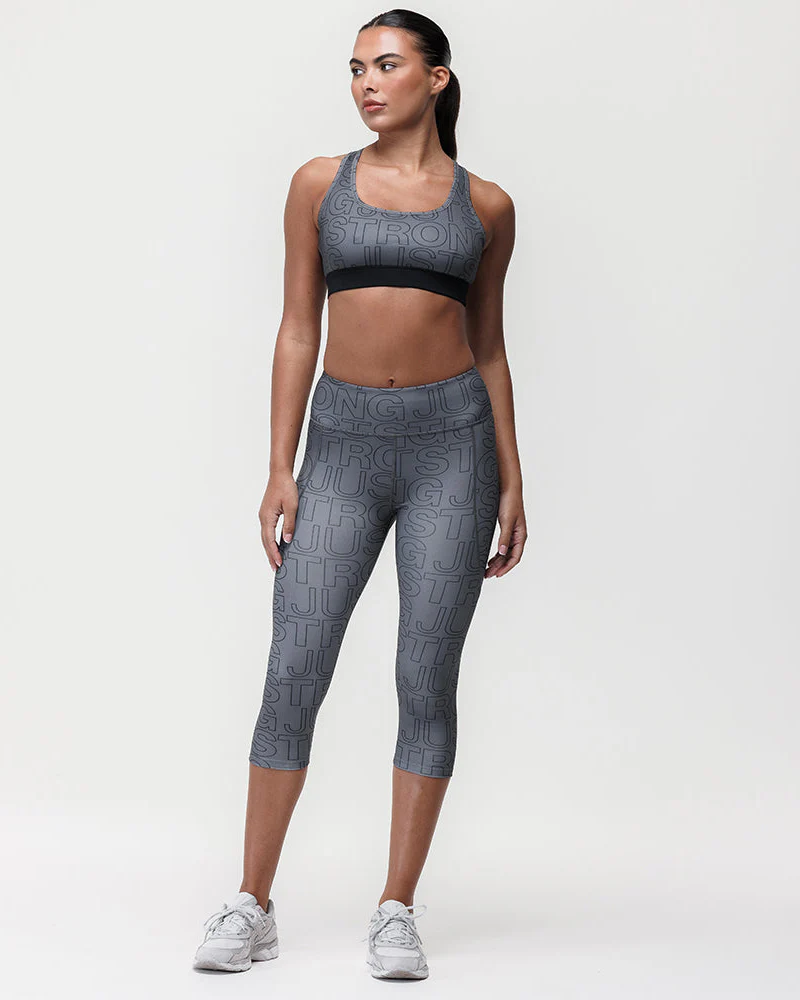 Printed Motion Light Support Bra - Slate/Black - Image 7