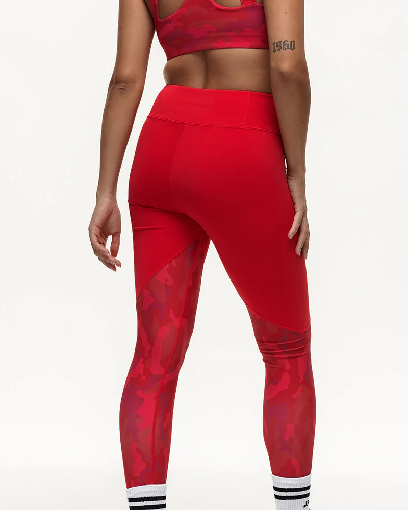 Vertex Camo High Rise Leggings - Ruby Red - Image 3