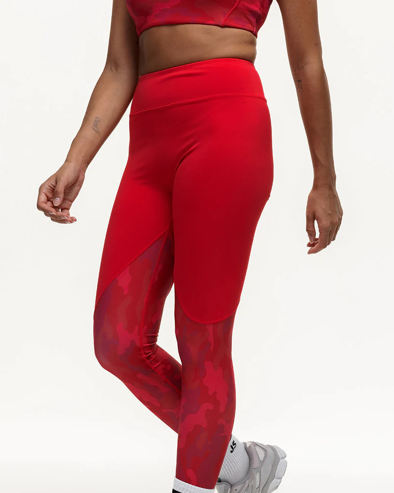 Vertex Camo High Rise Leggings - Ruby Red - Image 5
