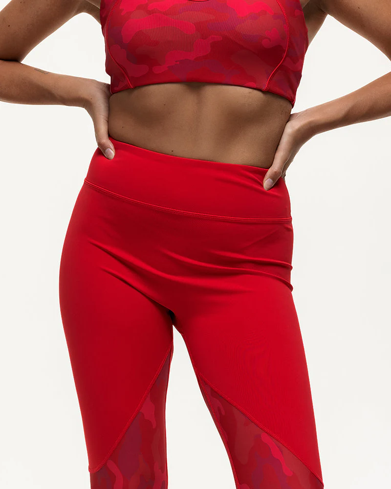 Vertex Camo High Rise Leggings - Ruby Red - Image 6
