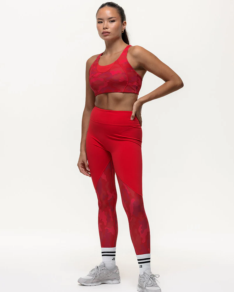 Vertex Camo High Rise Leggings - Ruby Red - Image 8