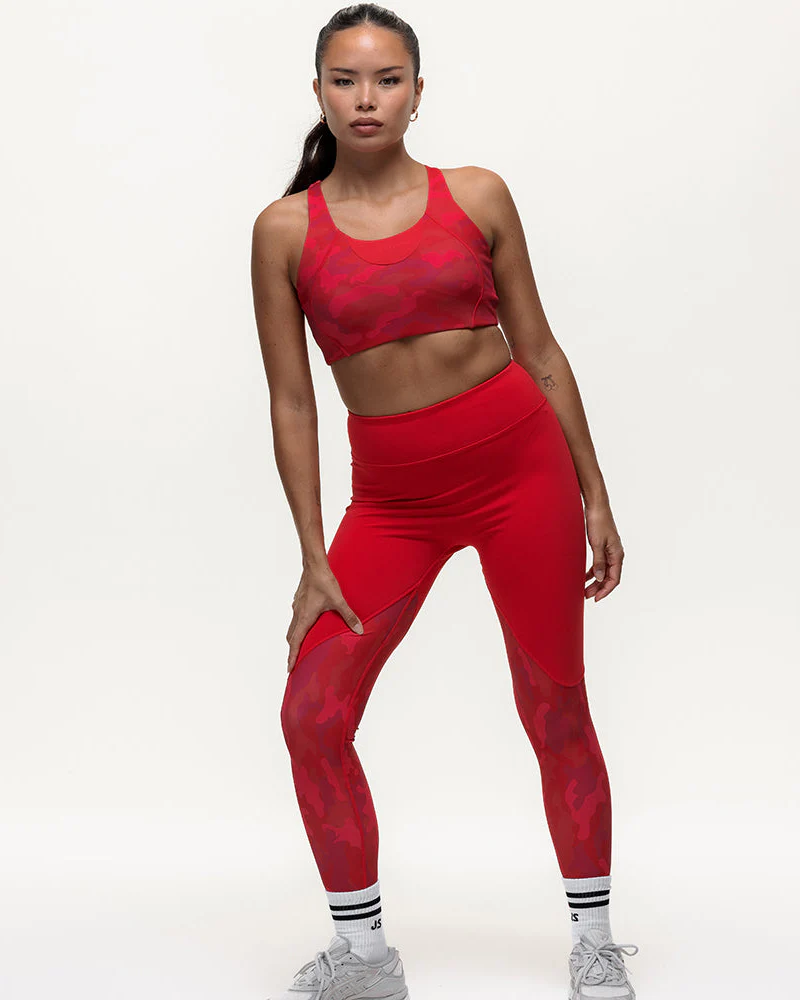 Vertex Camo High Rise Leggings - Ruby Red - Image 9