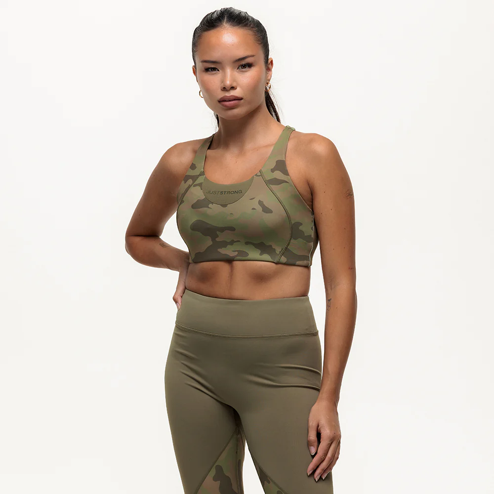 Vertex Camo Multi Strap Sports Bra - Military Green - Image 4