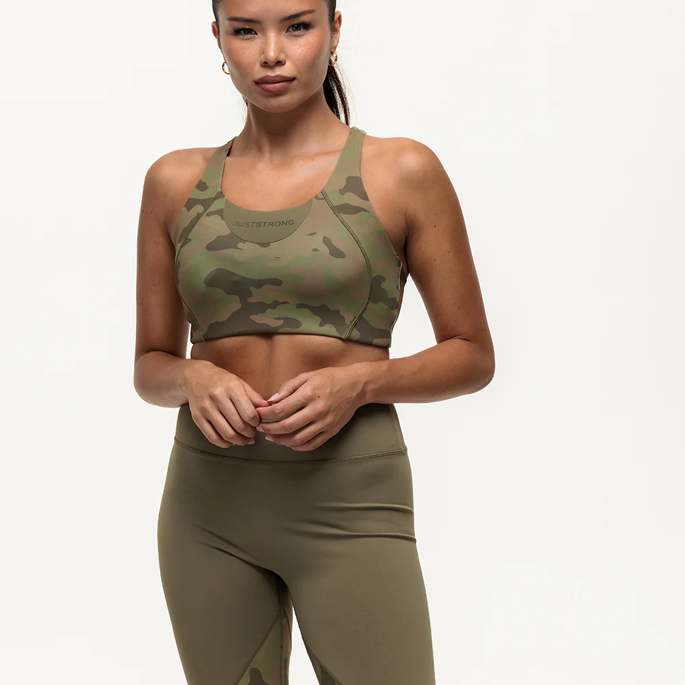 Vertex Camo Multi Strap Sports Bra - Military Green - Image 5