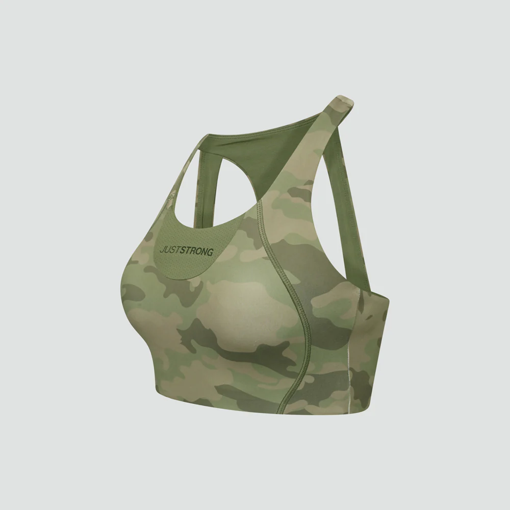 Vertex Camo Multi Strap Sports Bra - Military Green - Image 9