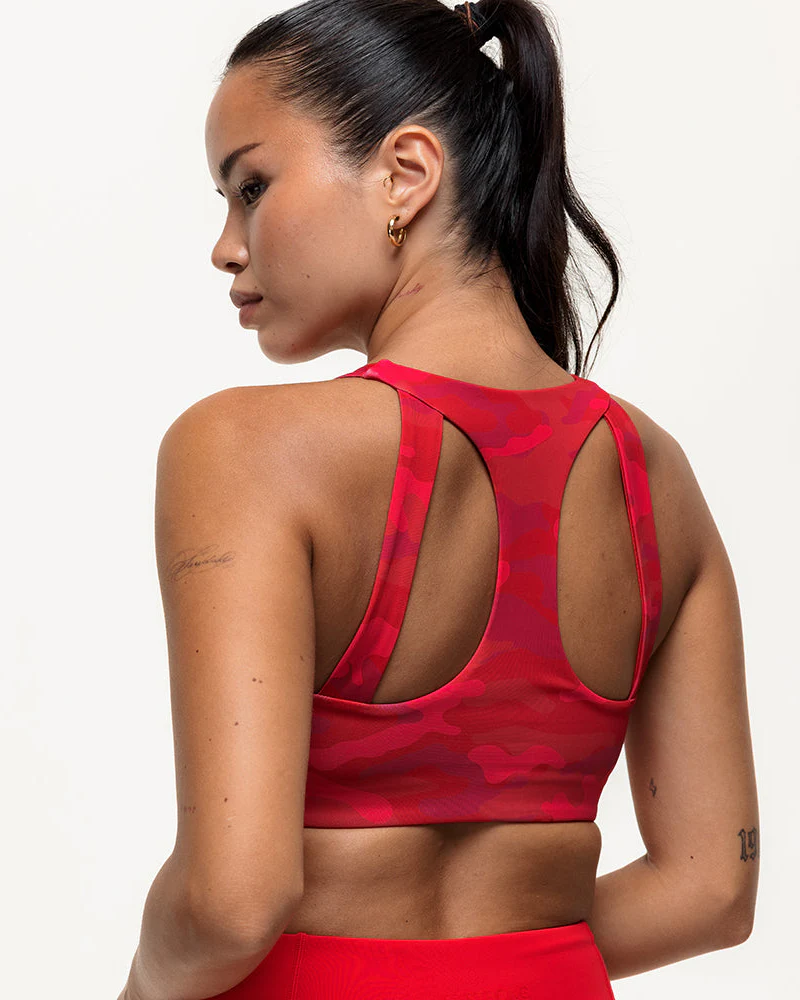 Vertex Camo Multi Strap Sports Bra - Ruby Red - Image 3