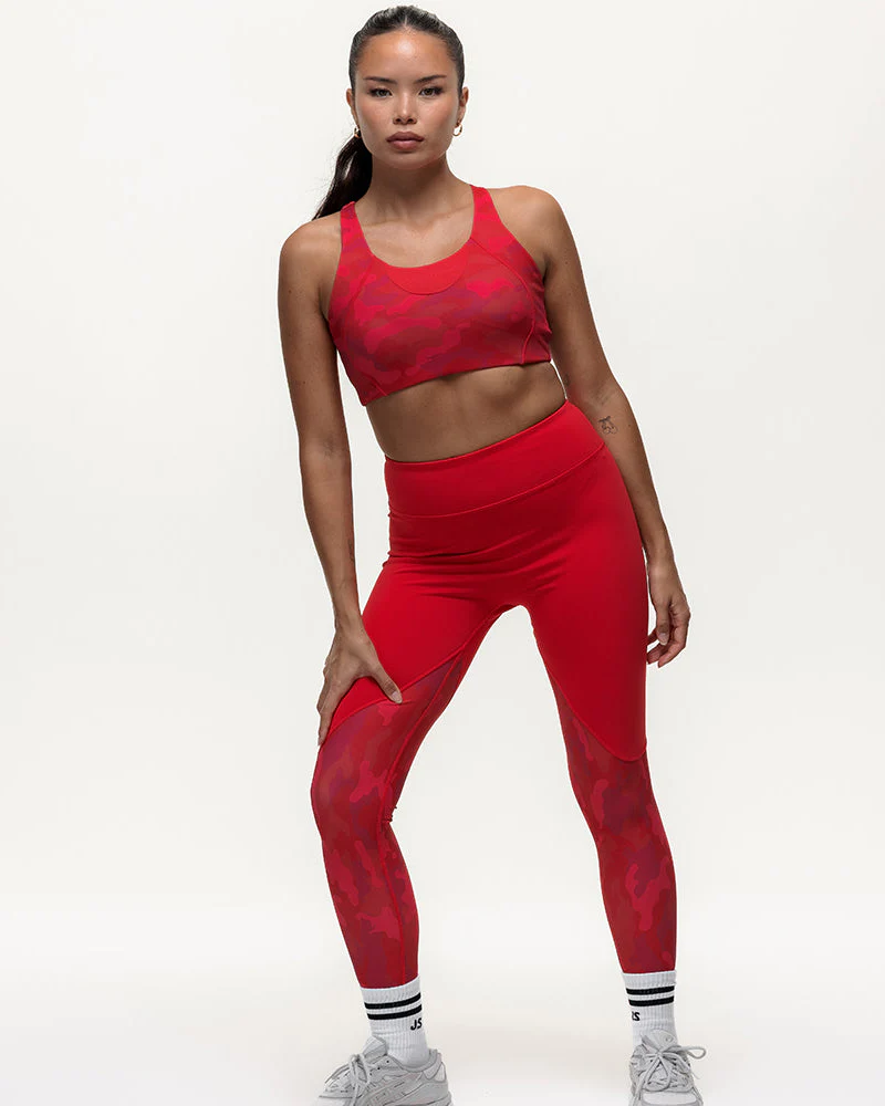 Vertex Camo Multi Strap Sports Bra - Ruby Red - Image 4