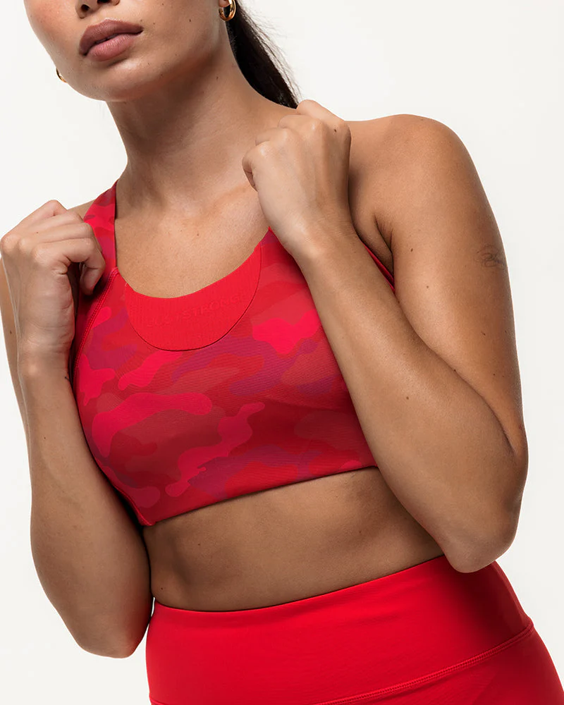 Vertex Camo Multi Strap Sports Bra - Ruby Red - Image 5